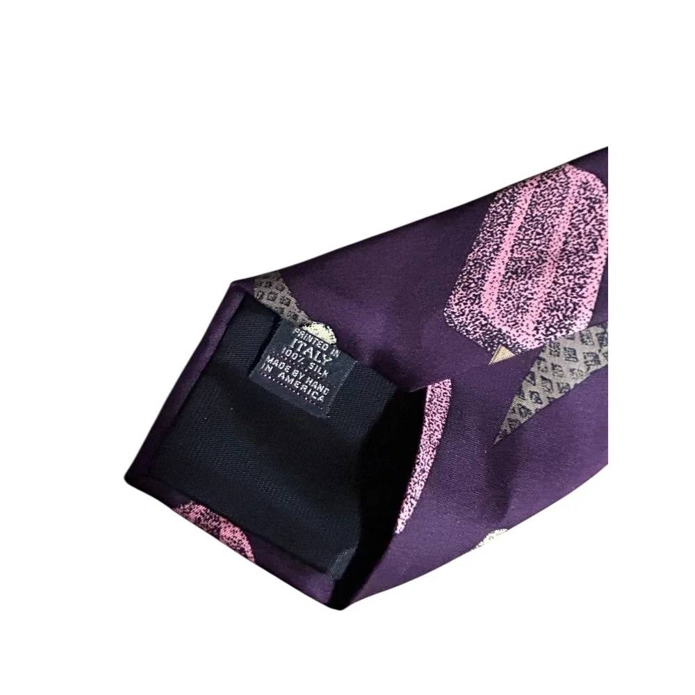 Ferrell Reed for the Locker Room  Silk Tie Purple Ice Cream Cone‎ Popsicle Print